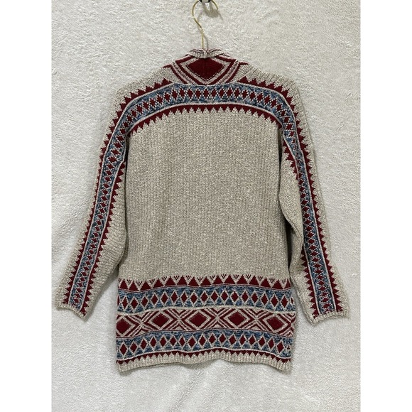 Lucky Brand Medium? Cardigan Sweater Open Front Aztec Bohemian Southwest Western - Picture 5 of 8